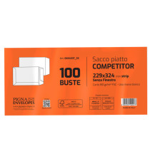 Busta a sacco Competitor FSC - strip adesivo - 23 x 33 cm - 80 gr - bianco - Pigna Envelopes - conf. 100 pezzi