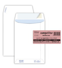 Busta a sacco Competitor FSC - strip adesivo - 25 x 35,3 cm - 80 gr - bianco - Pigna Envelopes - conf. 100 pezzi