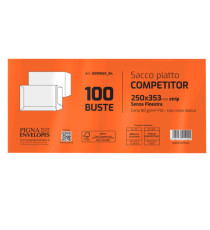Busta a sacco Competitor FSC - strip adesivo - 25 x 35,3 cm - 80 gr - bianco - Pigna Envelopes - conf. 100 pezzi