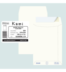 Busta a sacco Kami Strip - 22,9 x 32,4 cm cm - 100 gr - carta riciclata FSC - bianco - Pigna Envelopes - conf. 500 pezzi