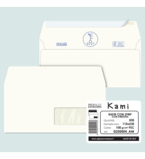 Busta a sacco Kami Strip - con finestra - 11 x 23 cm - 100 gr - carta riciclata FSC - bianco - Pigna Envelopes - conf. 5