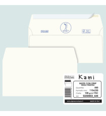 Busta a sacco Kami Strip - senza finestra - 11 x 23 cm - 100 gr - carta riciclata FSC - bianco - Pigna Envelopes - conf.