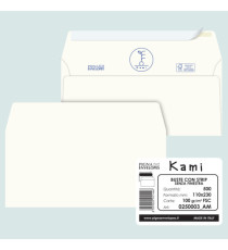 Busta a sacco Kami Strip - senza finestra - 11 x 23 cm - 100 gr - carta riciclata FSC - bianco - Pigna Envelopes - conf.