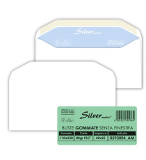 Busta Busta Silver Matic FSC - senza finestra - gommata - 11 x 23 cm - 80 gr -  bianco - Pigna Envelopes - conf. 25 pezz