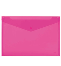 Busta con bottone - 24 x 18,5 cm - PP - colori assortiti fluo - Lebez - conf. 5 pezzi