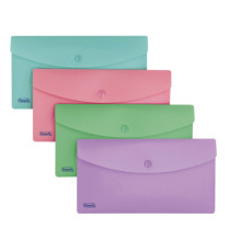 Busta con bottone Pastel - 9,9 x 21 cm - PP - colori assortiti - Favorit