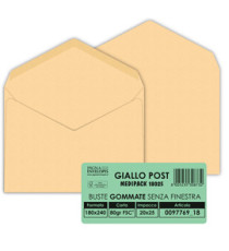 Busta Giallo Postale - gommata - 18 x 24 cm - 80 gr - carta riciclata FSC - giallo - Pigna Envelopes - conf. 25 pezzi