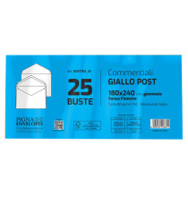 Busta Giallo Postale - gommata - 18 x 24 cm - 80 gr - carta riciclata FSC - giallo - Pigna Envelopes - conf. 25 pezzi