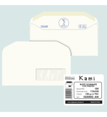 Busta Kami Gommata - con finestra - 11 x 23 cm - 100 gr - carta riciclata FSC - bianco - Pigna Envelopes - conf. 500 pez