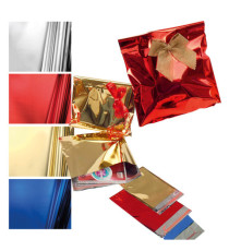 Busta regalo - con patella adesiva - 35 x 50 + 5 cm - 30 micron - PPL - metal lucido - rosso - PNP - conf. 50 pezzi