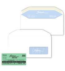 Busta Silver Matic Lux FSC - con finestra - gommata - 11 x 23 cm - 80 gr - bianco - Pigna Envelopes - conf. 500 pezzi