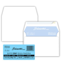 Busta Silver80 Strip FSC - internografata - senza finestra - 11,4 x 16,2 cm - 80 gr - bianco - Pigna Envelopes - conf. 2