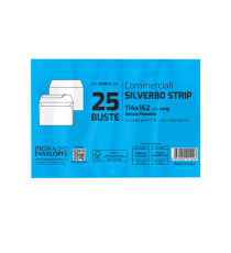 Busta Silver80 Strip FSC - internografata - senza finestra - 11,4 x 16,2 cm - 80 gr - bianco - Pigna Envelopes - conf. 2