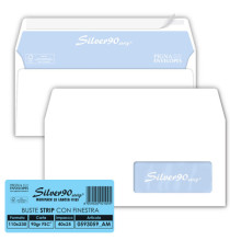 Busta SILVER90 STRIP FSC - bianca - internografata - con finestra - 110 x 230 mm - 90 gr - Pigna Envelopes - conf. 25 pe
