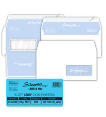 Busta Silver90 Strip FSC - con finestra - internografata - 11 x 23 cm - 90 gr - bianco - Pigna Envelopes - conf. 500 pez