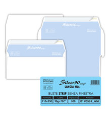 Busta Silver90 Strip FSC - senza finestra - internografata - 11 x 23 cm - 90 gr - bianco - Pigna Envelopes - conf. 500 p