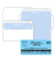 Busta Silver90 Strip FSC - senza finestra - internografata - 11 x 23 cm - 90 gr - bianco - Pigna Envelopes - conf. 500 p