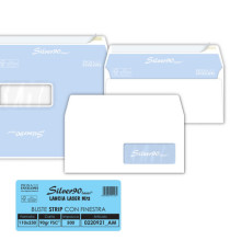 Busta Silver90 Strip Laser FSC - con finestra - internografata - 11 x 23 cm - 90 gr - bianco - Pigna Envelopes - conf. 5