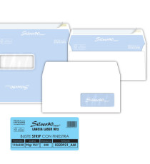 Busta Silver90 Strip Laser FSC - con finestra - internografata - 11 x 23 cm - 90 gr - bianco - Pigna Envelopes - conf. 5