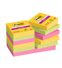 Blocco Post-it Super Sticky - 622-12SS-CARN - 47,6 x 47,6 mm - colori Carnival - 90 fogli - Post-it - conf. 12 pezzi