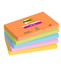 Blocco Post-it Super Sticky - 655-5SS-OAS - 76 x 127 mm - colori Boost - 90 fogli - Post-it - conf. 5 pezzi