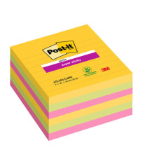 Blocco Post-it Super Sticky - 675-6SS-CARN - a righe - 101 x 101 mm - colori Carnival - 90 fogli - Post-it - conf. 6 pez