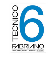 Blocco Tecnico 6 - 25 x 35 cm - 20 fogli - 240 gr - liscio - Fabriano