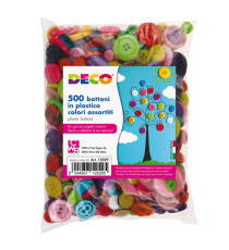 Bottoni - in plastica - colori assortiti - Deco - conf. 650 pezzi