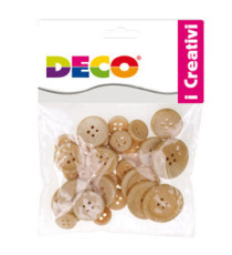 Bottoni - legno naturale - Deco - conf. 30 pezzi
