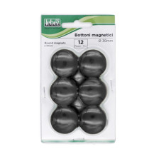 Bottoni magnetici - diametro 3 cm - nero - Lebez - conf. 12 pezzi