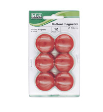 Bottoni magnetici - diametro 3 cm - rosso - Lebez - blister 12 pezzi