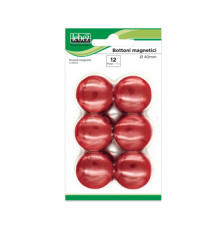 Bottoni magnetici - diametro 4 cm - rosso - Lebez - blister 12 pezzi