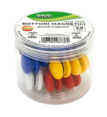 Bottoni magnetici tondi - diametro 2 cm - colori assortiti - Lebez - barattolo da 40 pezzi