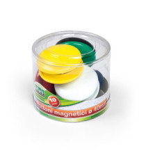 Bottoni magnetici tondi - diametro 4 cm - colori assortiti - Lebez - barattolo da 10 pezzi