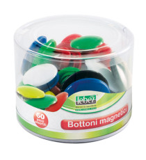 Bottoni magnetici tondi - misure e colori assortiti - Lebez - barattolo da 60 pezzi