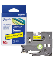 Brother - Nastro -  Nero/Giallo - TZE611 - 6mm x 8mt