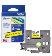 Brother - Nastro -  Nero/Giallo - TZE611 - 6mm x 8mt
