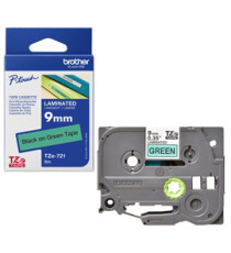 Brother - Nastro -  Nero/Verde - TZE721 - 9mm x 8mt