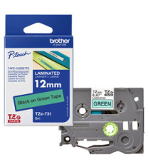 Brother - Nastro -  Nero/Verde - TZE731 - 12mm x 8mt