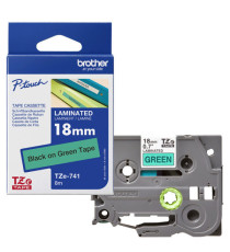 Brother - Nastro -  Nero/Verde - TZE741 - 18mm x 8mt