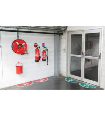 Adesivo segnalatore Take Care - da terra - estintore - 70 x 35 cm - CEP