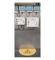 Adesivo segnalatore Take Care - da terra - rischio elettrico - 70 x 35 cm - CEP