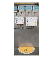 Adesivo segnalatore Take Care - da terra - rischio elettrico - 70 x 35 cm - CEP