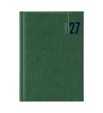 Agenda giornaliera 2027 - copertina in carta imbottita - 14,5 x 20,5 cm - verde