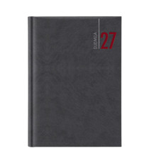 Agenda giornaliera 2027 - copertina in carta imbottita - 17 x 24 cm - nero