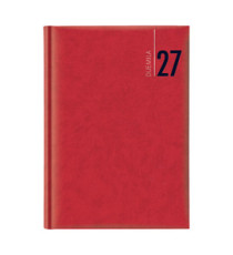 Agenda settimanale 2027 - copertina in carta imbottita - 17 x 24 cm - rosso