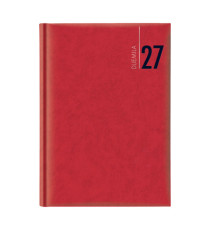 Agenda settimanale 2027 - copertina in carta imbottita - 17 x 24 cm - rosso