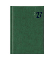 Agenda settimanale 2027 - copertina in carta imbottita - 17 x 24 cm - verde