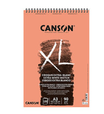 Album spiralato lato corto XL - A3 - 90 gr - 120 fogli - extra white - Canson