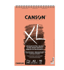 Album spiralato lato corto XL - A3 - 90 gr - 120 fogli - extra white - Canson